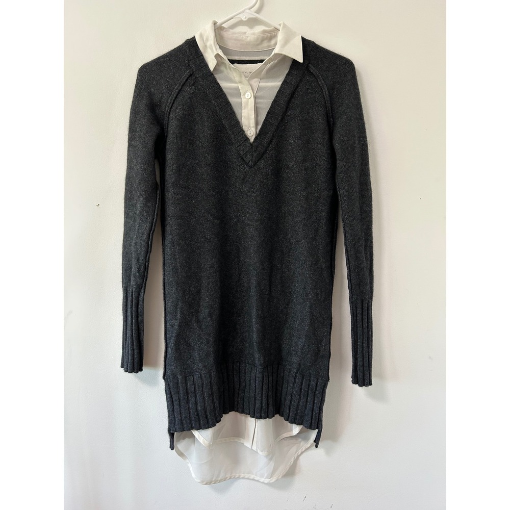 Brochu Walker Looker Layered Sweater Women XS Charcoal Grey Dark Academia